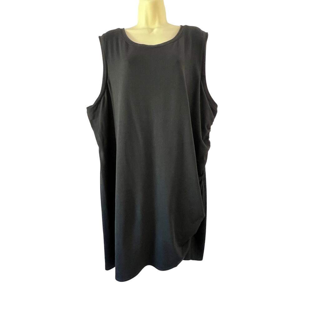Nine West Black Ruched Tee Shirt Dress NWT Size 3X Mini Basic Summer
